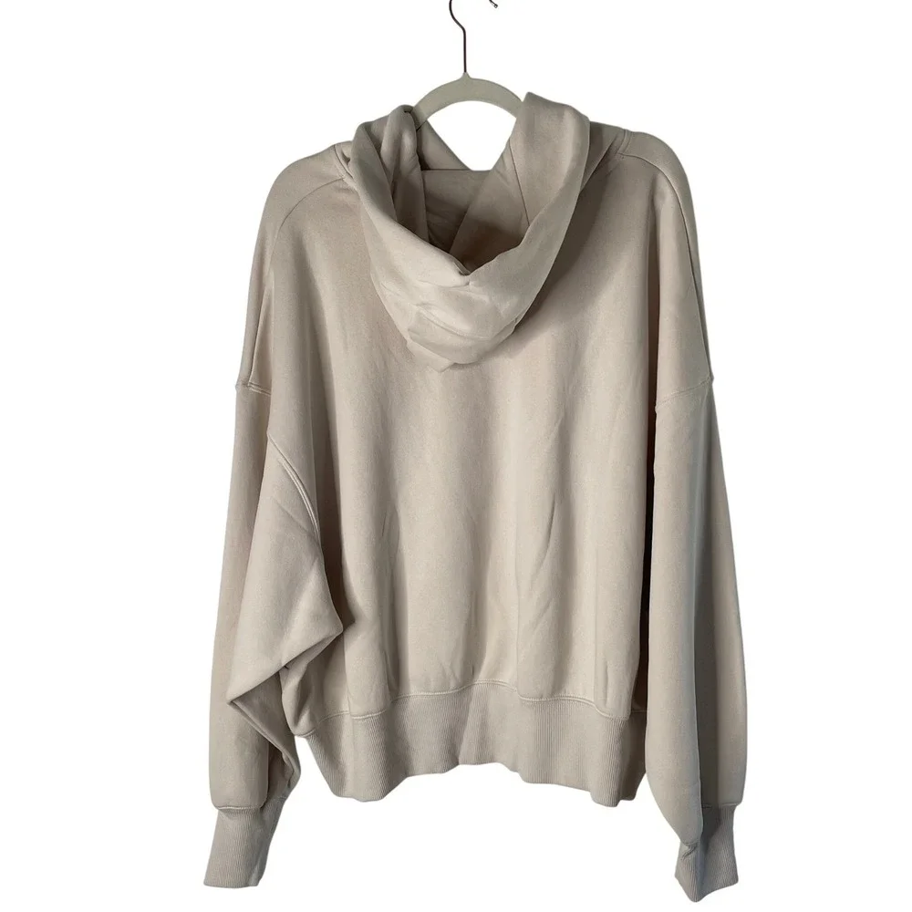 Nike Sweathshirt Hoodie Cream Swoosh Oversized Woman's Medium Blokecore Normcore